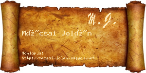Mácsai Jolán névjegykártya