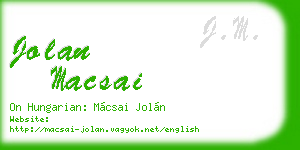 jolan macsai business card